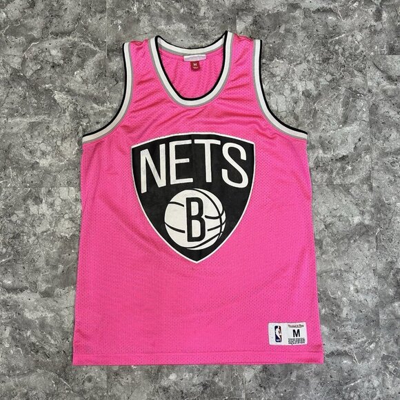 Brooklyn Nets Mitchell & Ness Jersey NBA Pink Black Size M - Picture 1 of 7